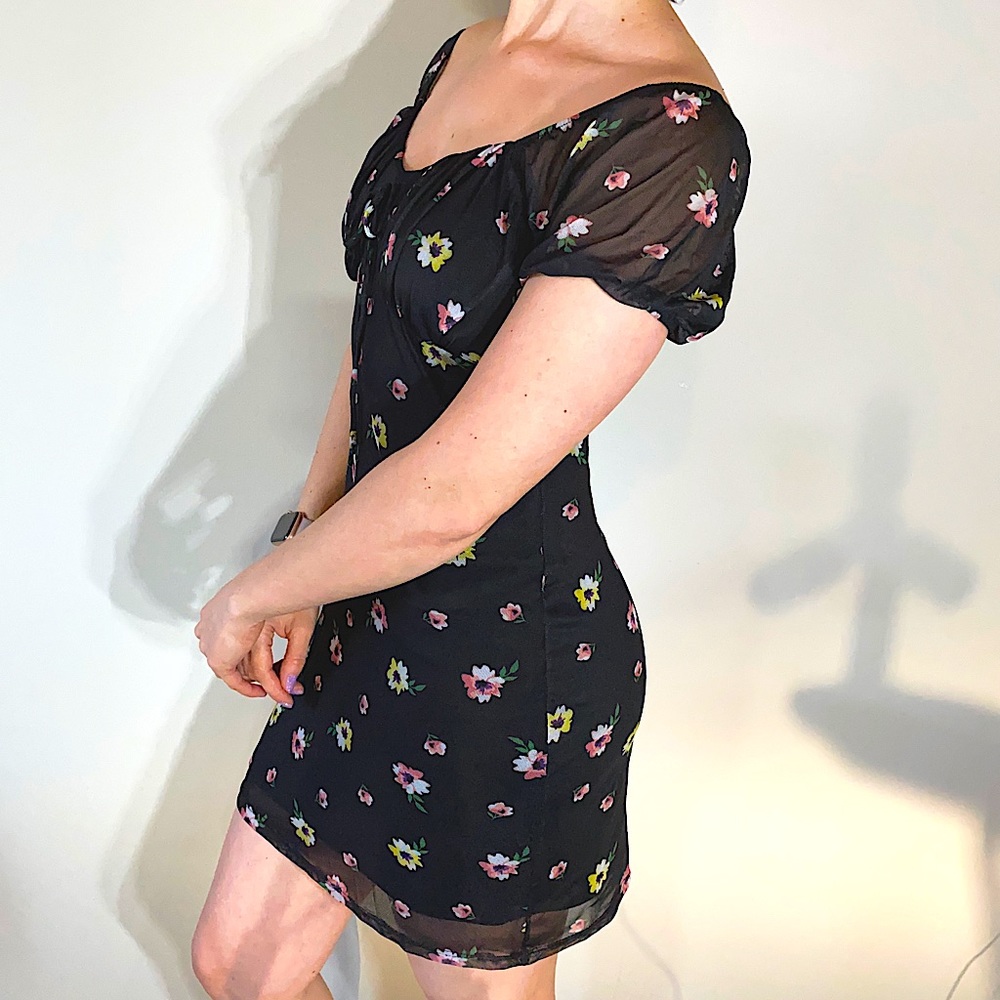 Black Floral No Boundaries Short Sleeve Dress